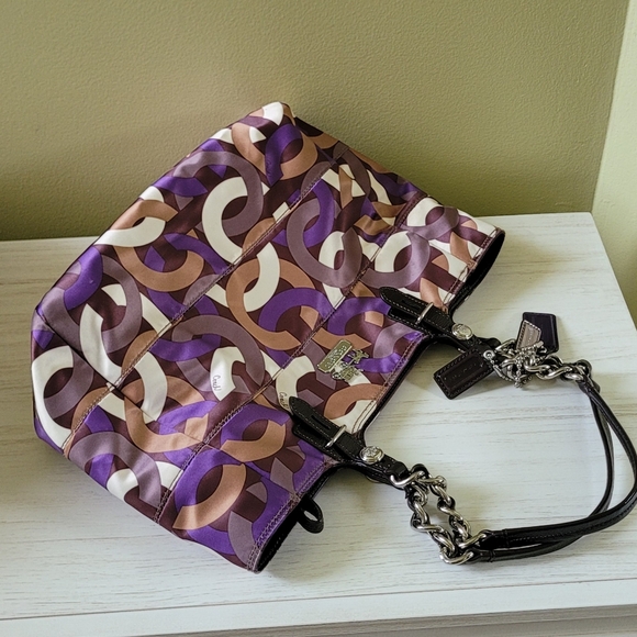 COACH MADISON CHAINLINK EAST MEET WEST BAG PURPLE MULTI #15549 - Picture 16 of 16